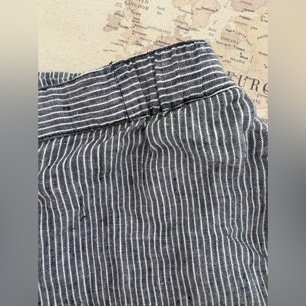 Coldwater Creek Striped Linen Wide-Leg Crops Size PM Black /Cream - Picture 9 of 12